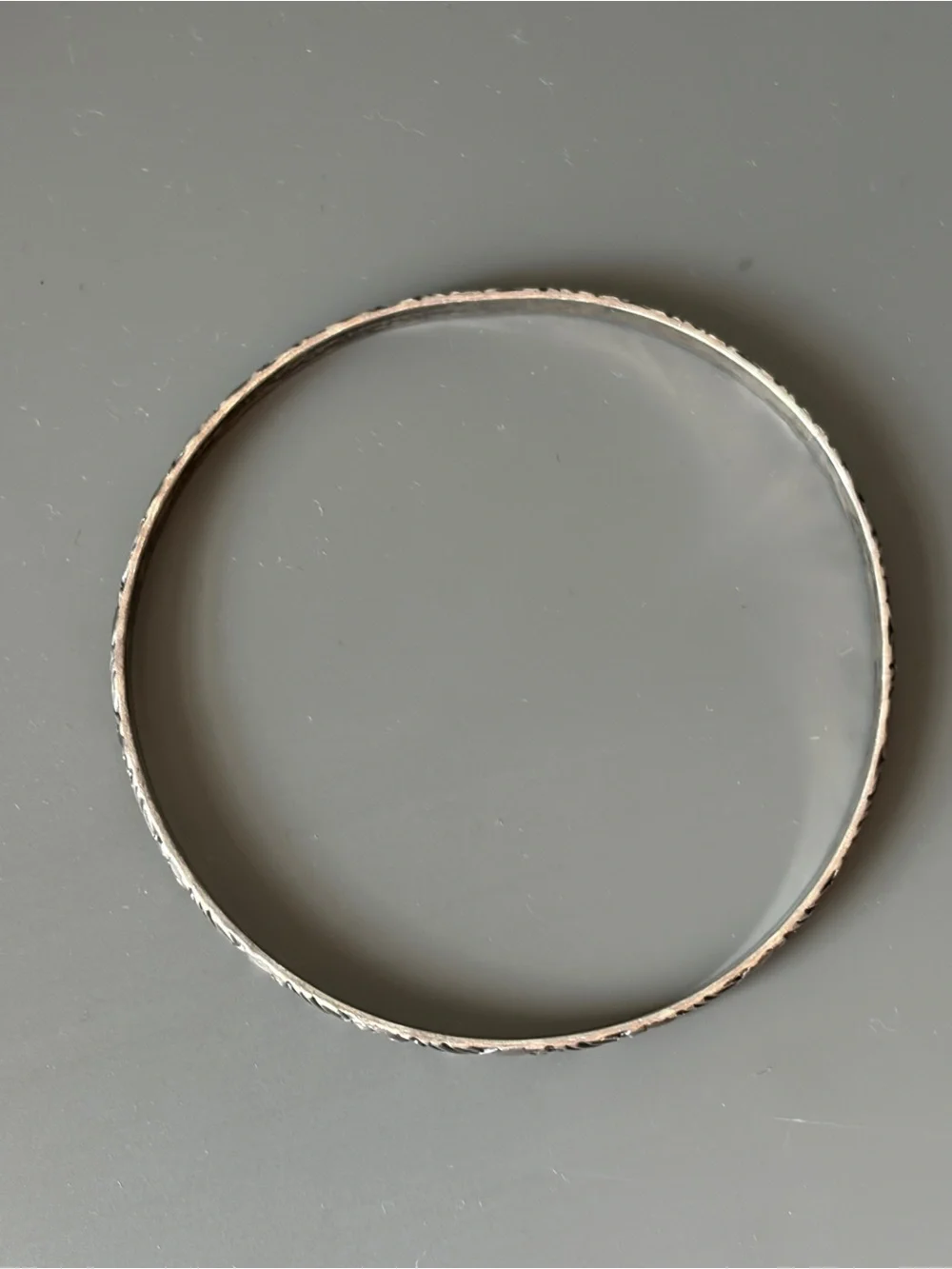 Beau Sterling Floral Rose Bangle Bracelet Vintage Etched Hingeless Slip-On